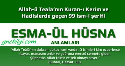 Allahın c.c. 99 İsmi ve Anlamları Kisaca Esmaül Hüsna